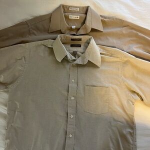 Men's Beige Button-Up Shirt